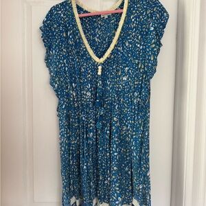 Blue Floral V-Neck Dress